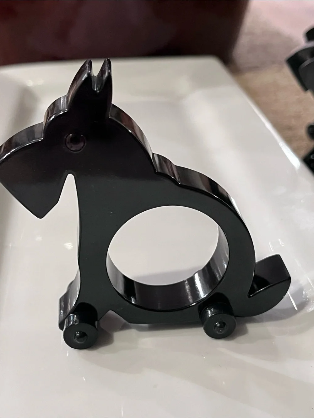 Set of 4 Scottie Dog Napkin Rings on Wheels Restoration Hardware NEW in Box